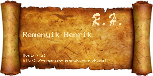 Remenyik Henrik névjegykártya